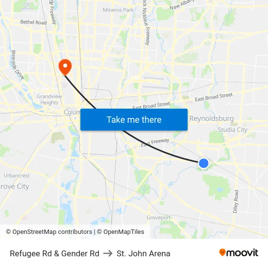 Refugee Rd & Gender Rd to St. John Arena map