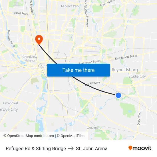 Refugee Rd & Stirling Bridge to St. John Arena map