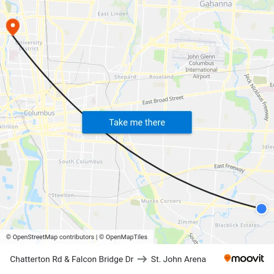 Chatterton Rd & Falcon Bridge Dr to St. John Arena map