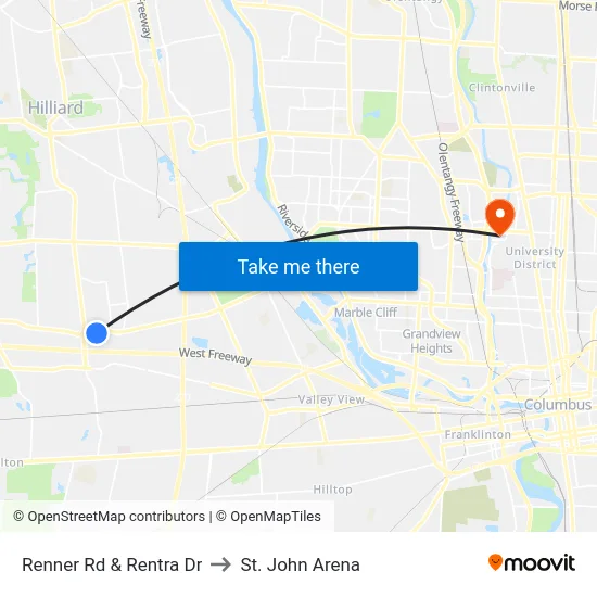 Renner Rd & Rentra Dr to St. John Arena map