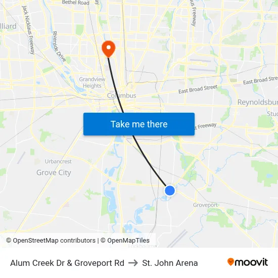 Alum Creek Dr & Groveport Rd to St. John Arena map
