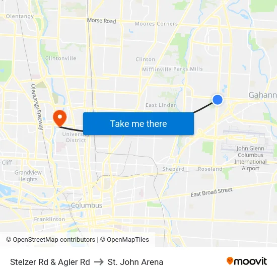Stelzer Rd & Agler Rd to St. John Arena map