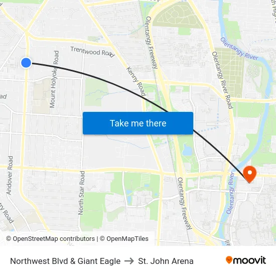 Northwest Blvd & Giant Eagle to St. John Arena map
