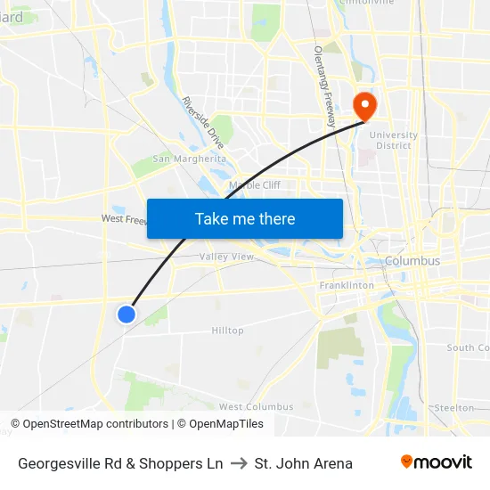 Georgesville Rd & Shoppers Ln to St. John Arena map
