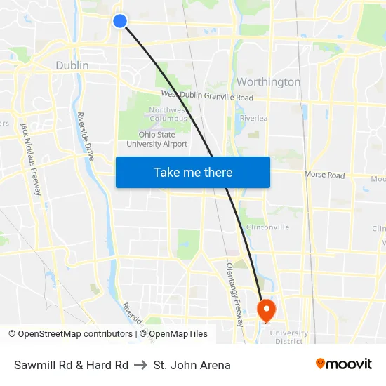 Sawmill Rd & Hard Rd to St. John Arena map