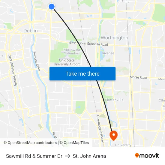Sawmill Rd & Summer Dr to St. John Arena map