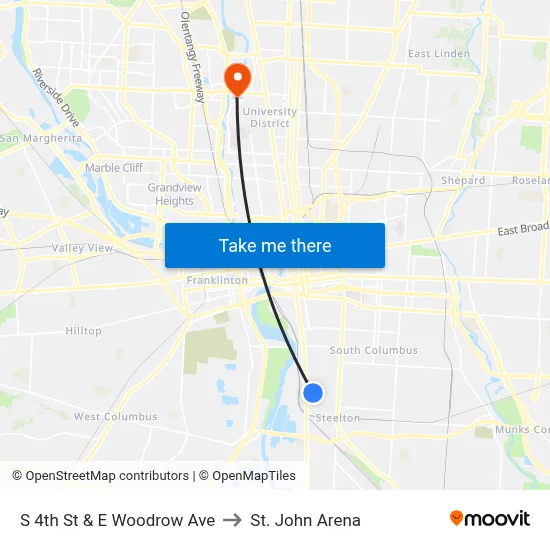 S 4th St & E Woodrow Ave to St. John Arena map