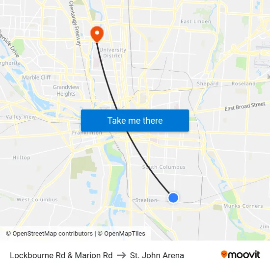 Lockbourne Rd & Marion Rd to St. John Arena map