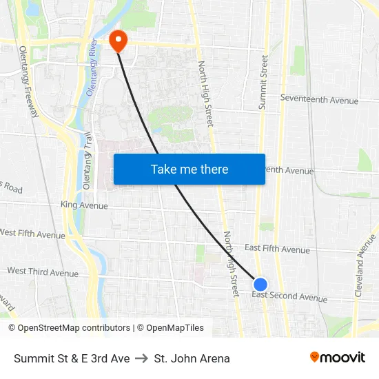 Summit St & E 3rd Ave to St. John Arena map