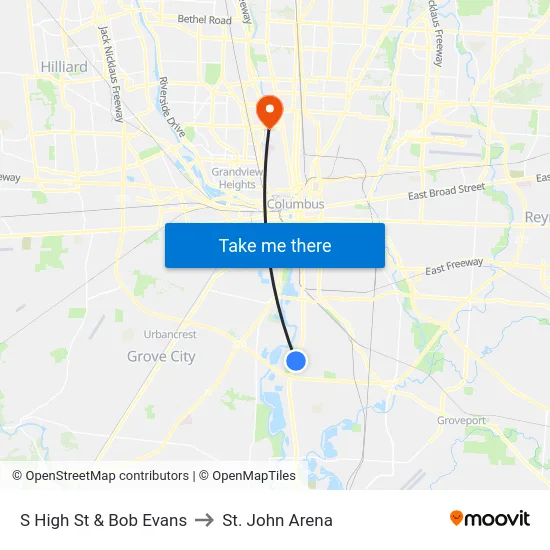 S High St & Bob Evans to St. John Arena map
