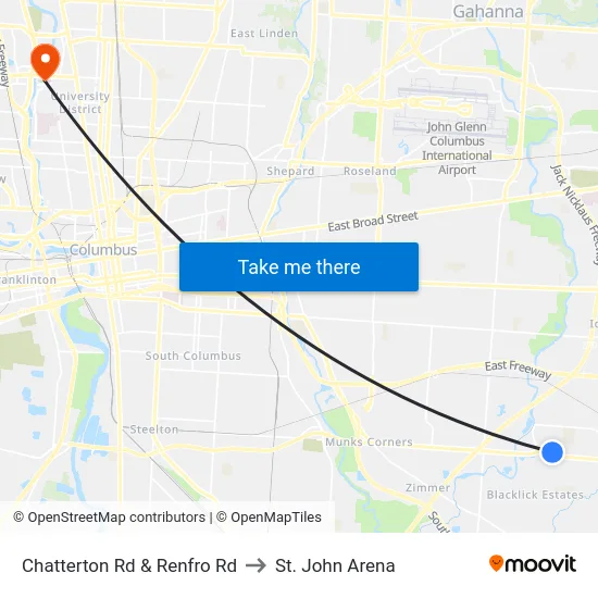 Chatterton Rd & Renfro Rd to St. John Arena map