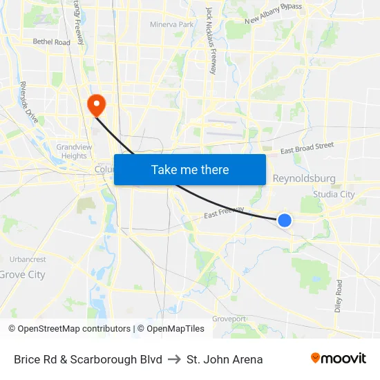 Brice Rd & Scarborough Blvd to St. John Arena map
