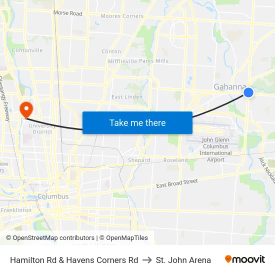 Hamilton Rd & Havens Corners Rd to St. John Arena map