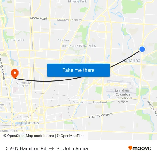 559 N Hamilton Rd to St. John Arena map