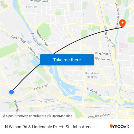 N Wilson Rd & Lindendale Dr to St. John Arena map