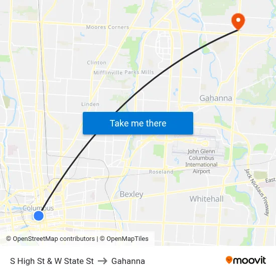 S High St & W State St to Gahanna map