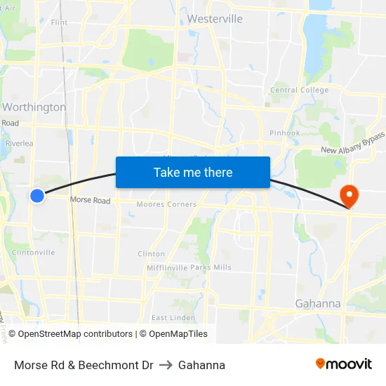 Morse Rd & Beechmont Dr to Gahanna map