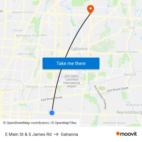 E Main St & S James Rd to Gahanna map