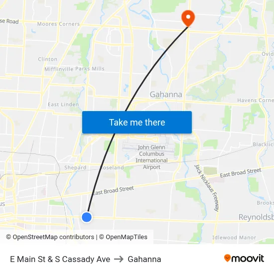 E Main St & S Cassady Ave to Gahanna map