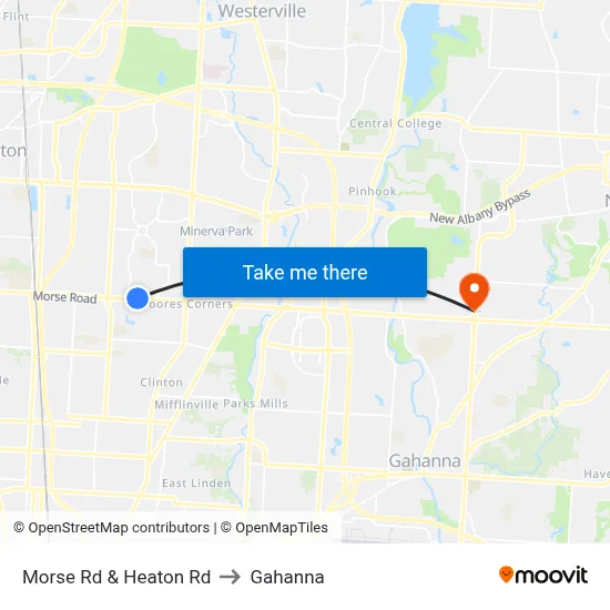 Morse Rd & Heaton Rd to Gahanna map