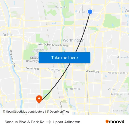 Sancus Blvd & Park Rd to Upper Arlington map