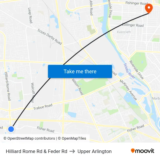 Hilliard Rome Rd & Feder Rd to Upper Arlington map
