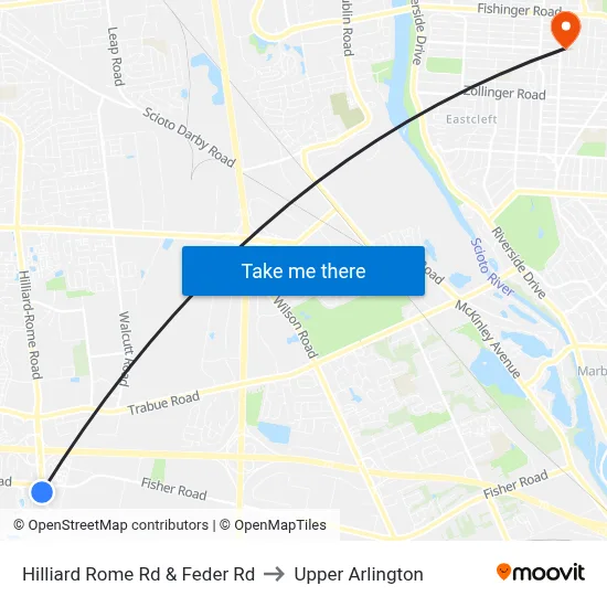 Hilliard Rome Rd & Feder Rd to Upper Arlington map