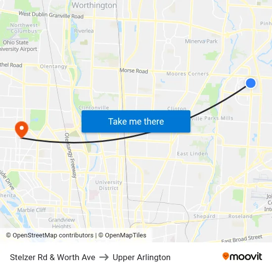 Stelzer Rd & Worth Ave to Upper Arlington map