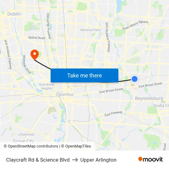 Claycraft Rd & Science Blvd to Upper Arlington map