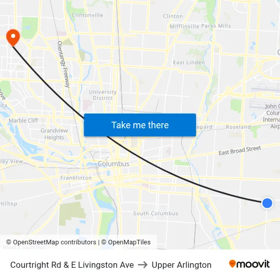 Courtright Rd & E Livingston Ave to Upper Arlington map