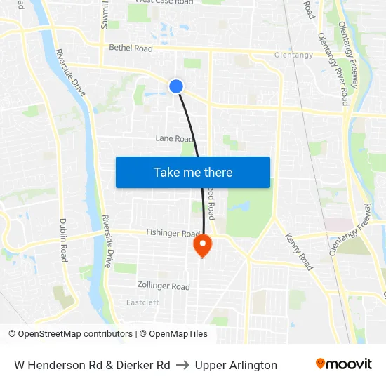 W Henderson Rd & Dierker Rd to Upper Arlington map