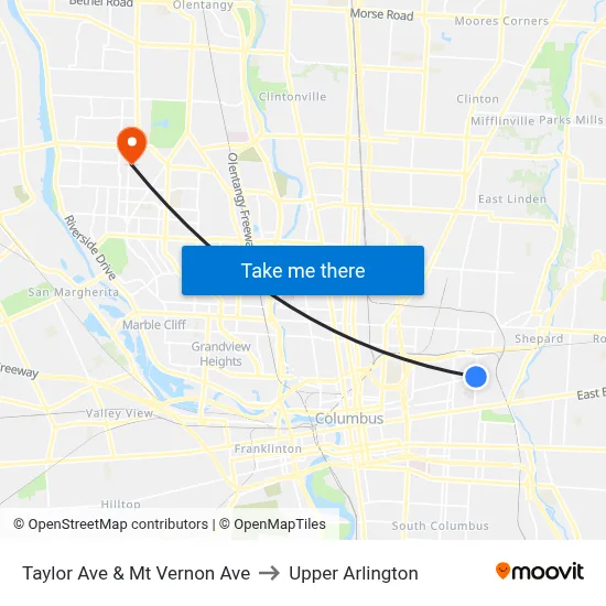 Taylor Ave  & Mt Vernon Ave to Upper Arlington map