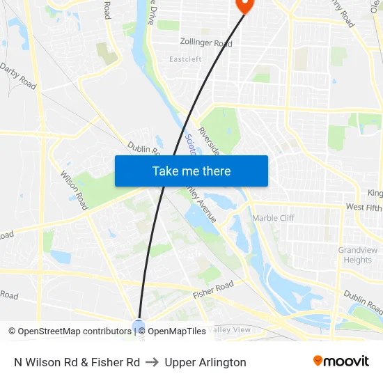 N Wilson Rd & Fisher Rd to Upper Arlington map