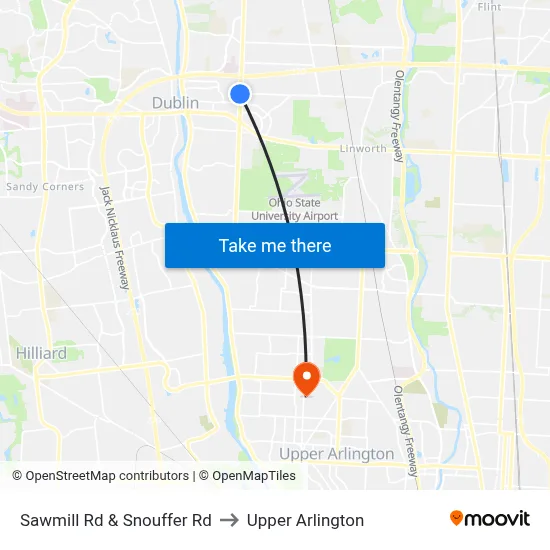 Sawmill Rd & Snouffer Rd to Upper Arlington map