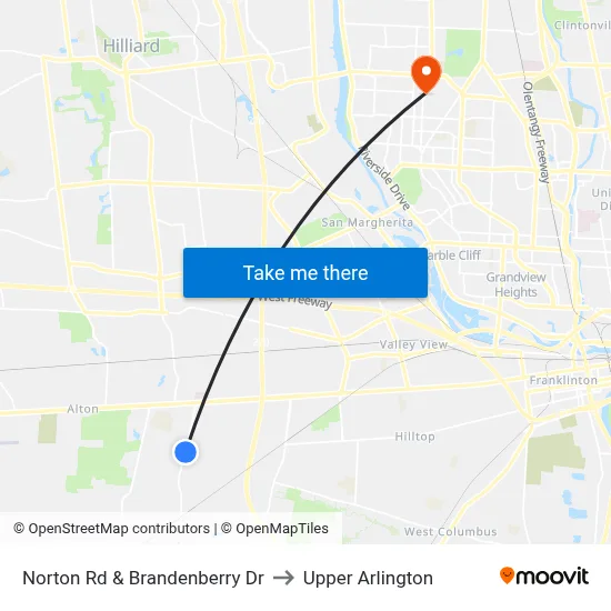 Norton Rd & Brandenberry Dr to Upper Arlington map