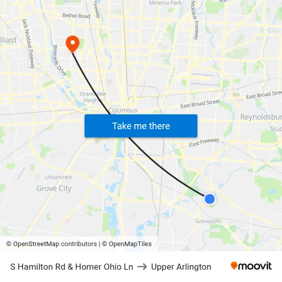 S Hamilton Rd & Homer Ohio Ln to Upper Arlington map