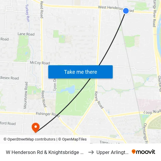 W Henderson Rd & Knightsbridge Blvd to Upper Arlington map