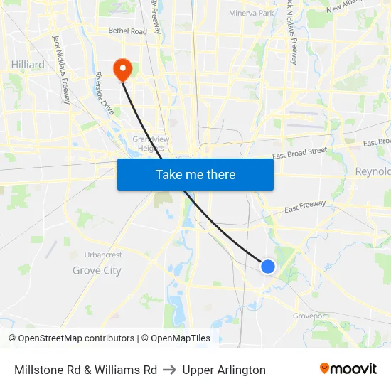 Millstone Rd & Williams Rd to Upper Arlington map