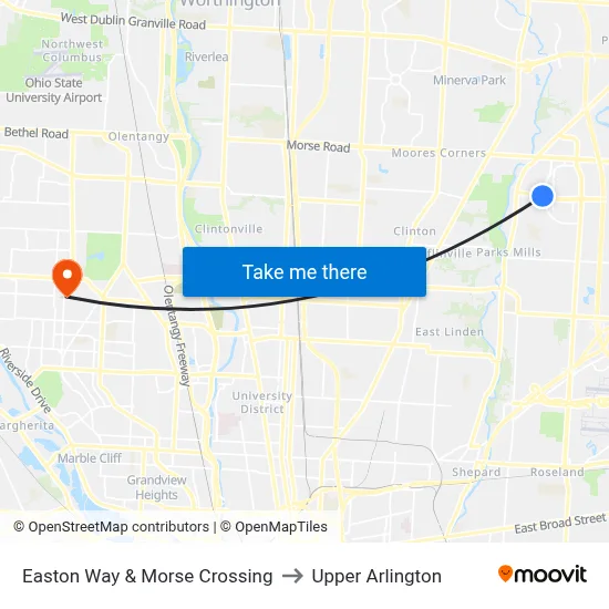 Easton Way & Morse Crossing to Upper Arlington map