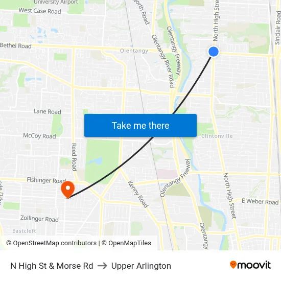 N High St & Morse Rd to Upper Arlington map