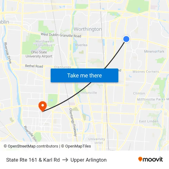 State Rte 161 & Karl Rd to Upper Arlington map