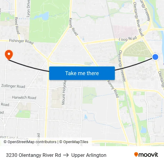 3230 Olentangy River Rd to Upper Arlington map