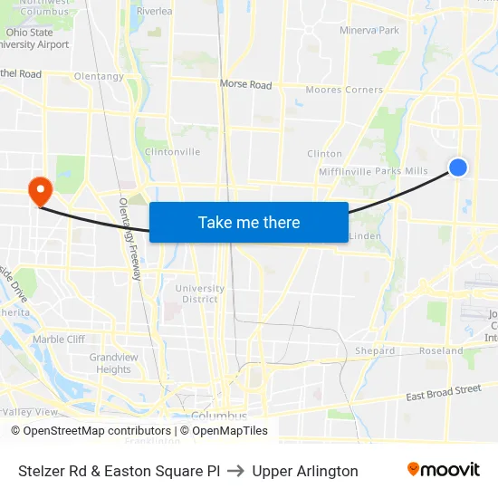 Stelzer Rd & Easton Square Pl to Upper Arlington map