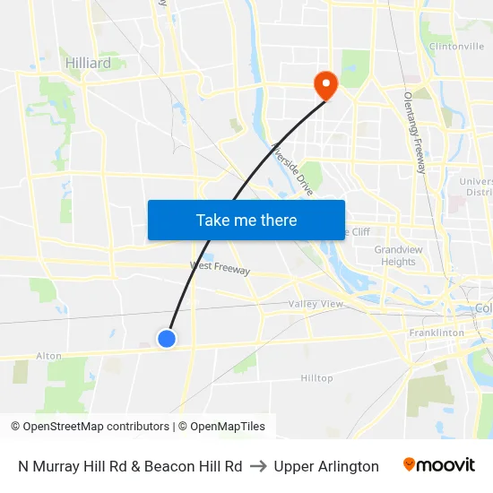 N Murray Hill Rd & Beacon Hill Rd to Upper Arlington map