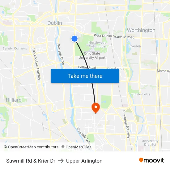 Sawmill Rd & Krier Dr to Upper Arlington map