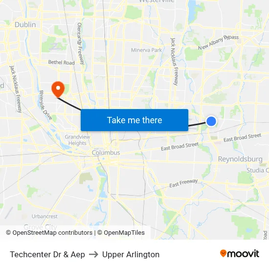 Techcenter Dr & Aep to Upper Arlington map