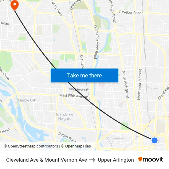 Cleveland Ave & Mount Vernon Ave to Upper Arlington map