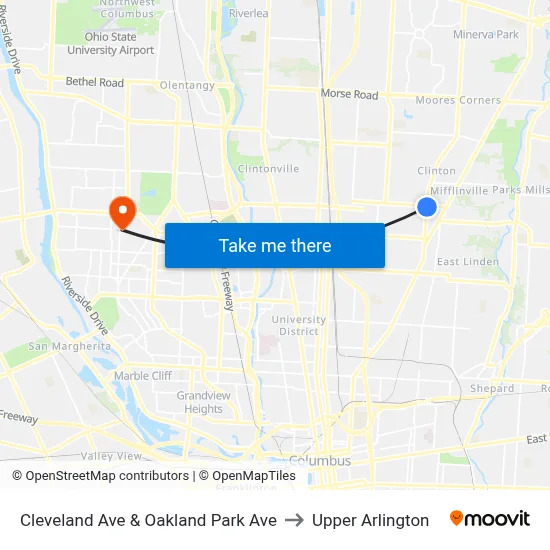 Cleveland Ave & Oakland Park Ave to Upper Arlington map