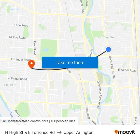 N High St & E Torrence Rd to Upper Arlington map