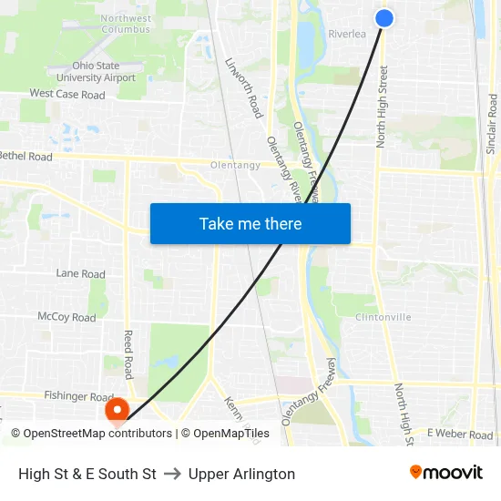 High St & E South St to Upper Arlington map